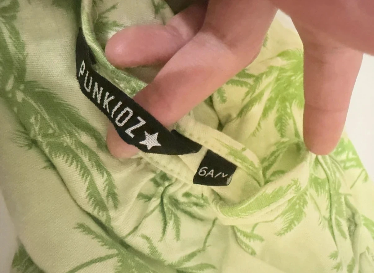 Punkidz green tank top with tropical palm print and tie straps - Size 6 years – photo 6
